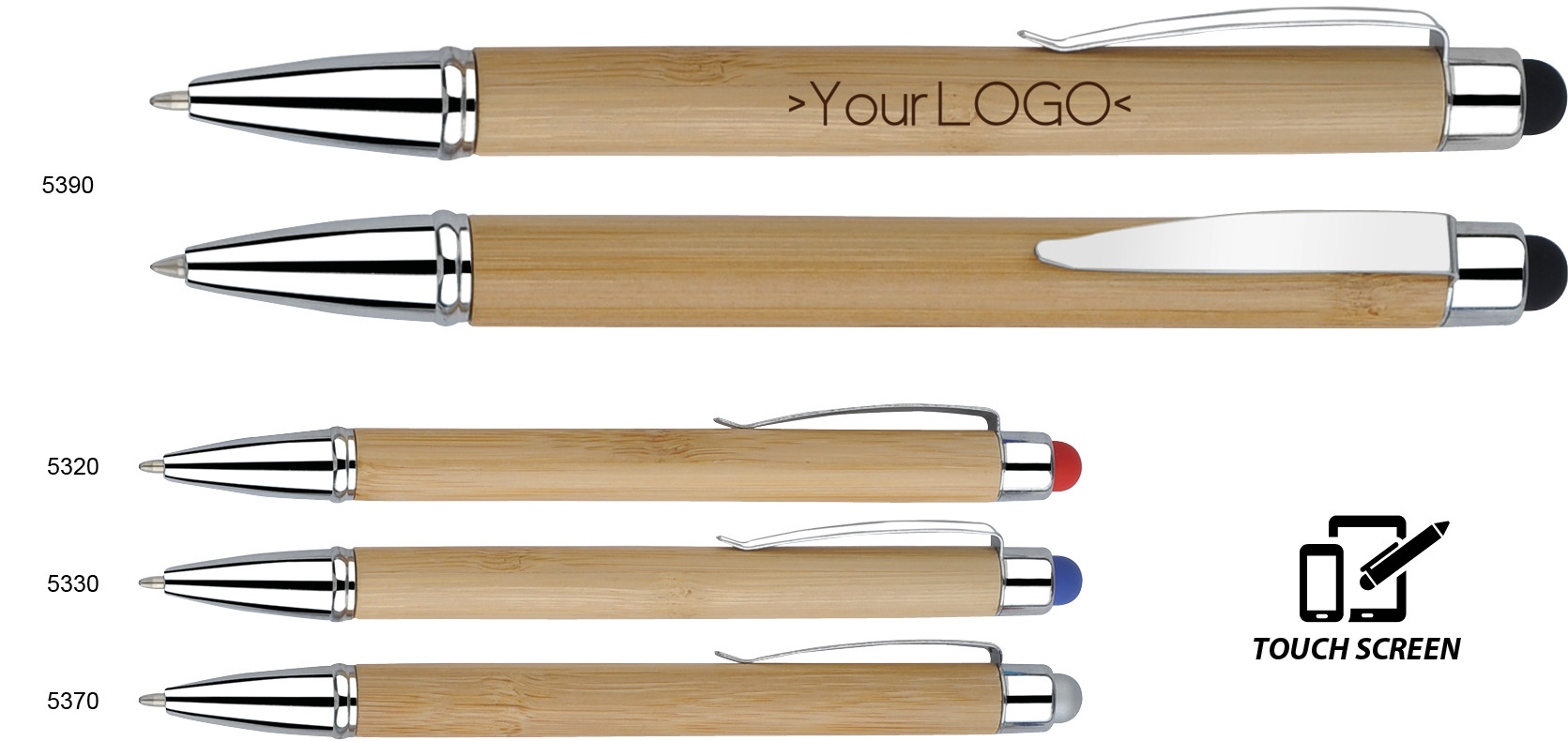 Gravírozott Bambusz golyóstoll érintőképernyős vezérléssel - Blustery